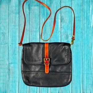 Fossil Dark Blue Genuine Leather Handbag 7 x 9.5 x 1.5